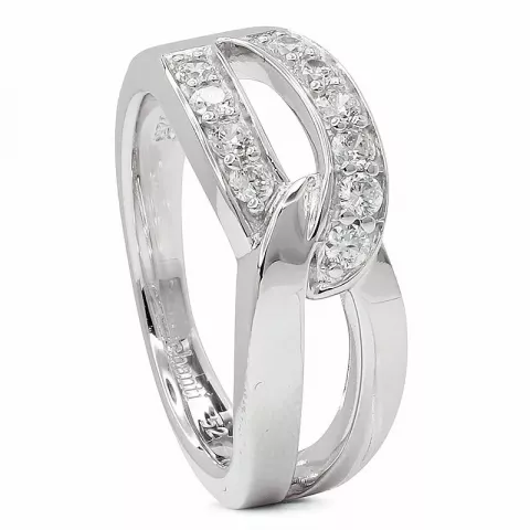 Ringer: abstrakt hvit zirkon ring i rodinert sølv