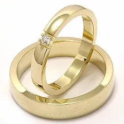 Gifteringer i 14 karat gull 1x0,05 ct - par