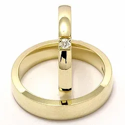 Gifteringer i 14 karat gull 1x0,05 ct - par