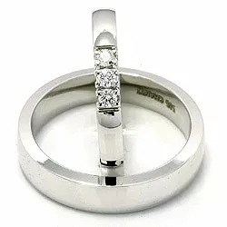 Gifteringer i 14 karat hvitt gull 3 x 0,05 ct - par