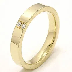 Elegant smal giftering i 14 karat gull 2 x 0,018 ct