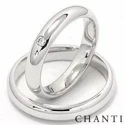 Gifteringer i 14 karat hvitt gull 0,05 ct - par
