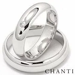 Gifteringer i 14 karat hvitt gull 0,05 ct - par