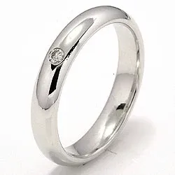 Giftering i 14 karat hvitt gull 0,05 ct