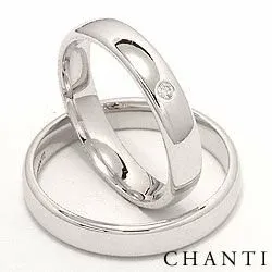 gifteringer i 14 karat hvitt gull 0,025 ct - par