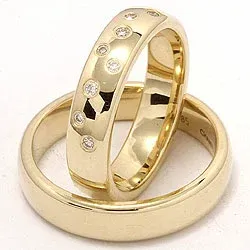 stjernedryss gifteringer i 14 karat gull 0,126 ct - par