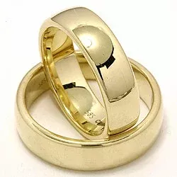 Brede ovale gifteringer i 14 karat gull - par
