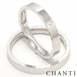 gifteringer i 14 karat hvitt gull 0.025 ct - par
