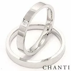 gifteringer i 14 karat hvitt gull 0.025 ct - par