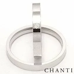 gifteringer i 14 karat hvitt gull 0.025 ct - par