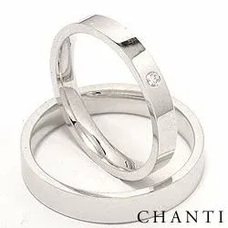 gifteringer i 14 karat hvitt gull 0,025 ct - par