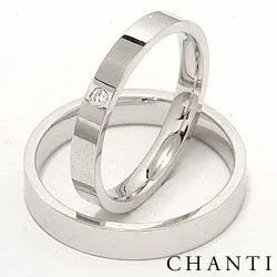 gifteringer i 14 karat hvitt gull 0,025 ct - par