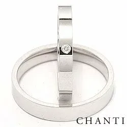 gifteringer i 14 karat hvitt gull 0,025 ct - par