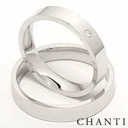 briljant gifteringer i 14 karat hvitt gull 0,025 ct - par