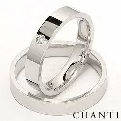 briljant gifteringer i 14 karat hvitt gull 0,025 ct - par