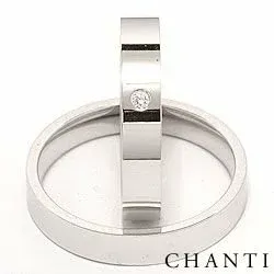 briljant gifteringer i 14 karat hvitt gull 0,025 ct - par