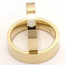 Blanke  flate diamant gifteringer i 14 karat gull 0,10 ct - par