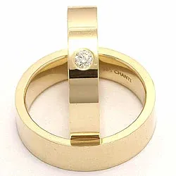flate gifteringer i 14 karat gull 0,10 ct - par