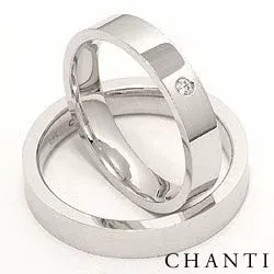 gifteringer i 14 karat hvitt gull 0,025 ct - par