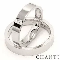 gifteringer i 14 karat hvitt gull 0,025 ct - par
