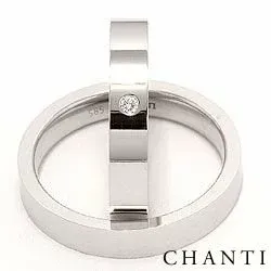gifteringer i 14 karat hvitt gull 0,025 ct - par