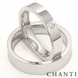 Gifteringer i 14 karat hvitt gull 0,05 ct - par