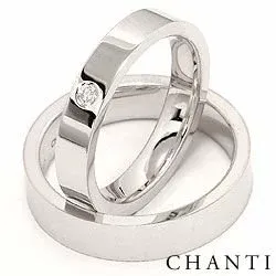 Gifteringer i 14 karat hvitt gull 0,05 ct - par