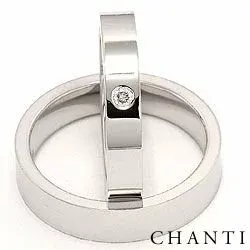 Gifteringer i 14 karat hvitt gull 0,05 ct - par