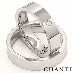 Gifteringer i 14 karat hvitt gull 0,05 ct - par