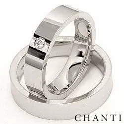 Gifteringer i 14 karat hvitt gull 0,05 ct - par
