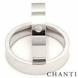 Gifteringer i 14 karat hvitt gull 0,05 ct - par