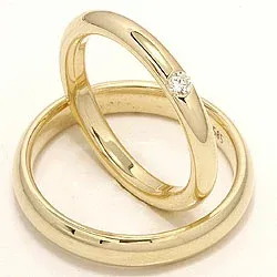 Gifteringer i 14 karat gull 0,07 ct - par