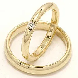 Gifteringer i 14 karat gull 0,07 ct - par
