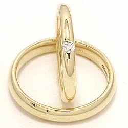 Gifteringer i 14 karat gull 0,07 ct - par