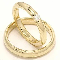 Gifteringer i 14 karat gull 0,12 ct - par