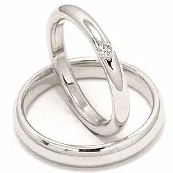 Gifteringer i 14 karat hvitt gull 0,070 ct - par