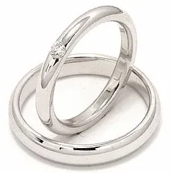 Gifteringer i 14 karat hvitt gull 0,070 ct - par