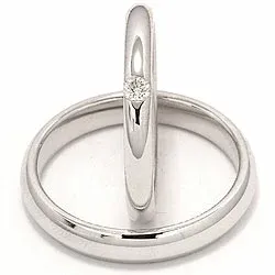 Gifteringer i 14 karat hvitt gull 0,070 ct - par