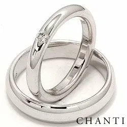 Gifteringer i 14 karat hvitt gull 0,12 ct - par