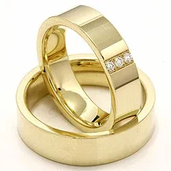 Gifteringer i 14 karat gull 0,018 ct - par