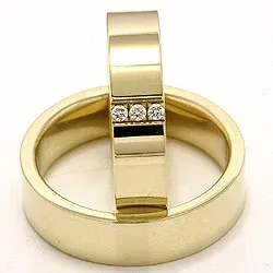 Gifteringer i 14 karat gull 0,018 ct - par