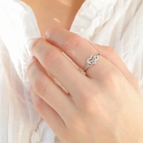 hjerte zirkon ring i sølv