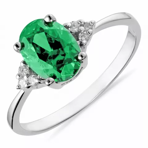 Oval grønn zirkon ring i sølv