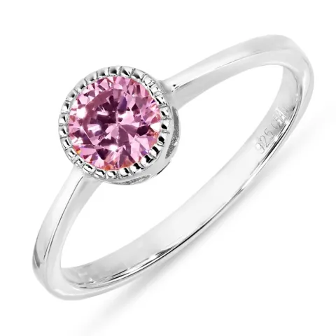 rosa zirkon ring i sølv