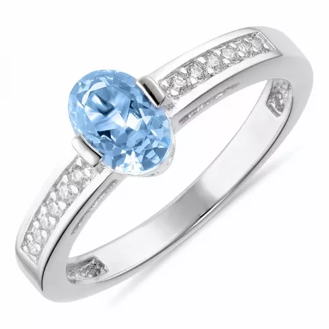 blå sølv ring i rodinert sølv