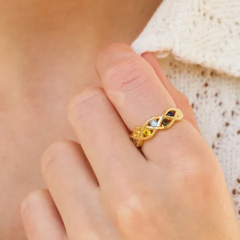 multifarget zirkon ring i forgylt sølv