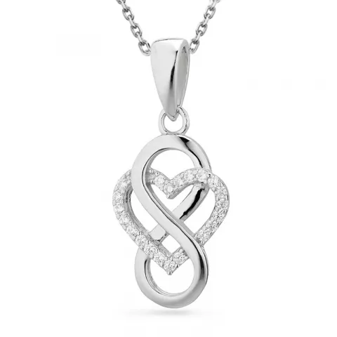 hjerte infinity anheng med halskjede i sølv