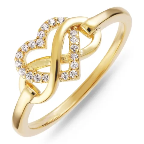 hjerte zirkon ring i forgylt messing