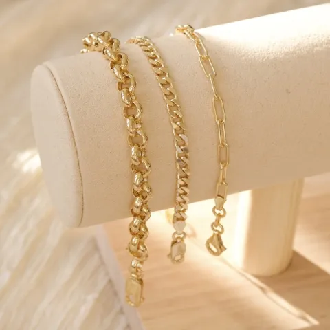 panserarmbånd i forgylt sølv 18,5 cm x 4,3 mm