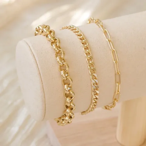 armbånd i forgylt sølv 17 plus 3 cm x 3,6 mm